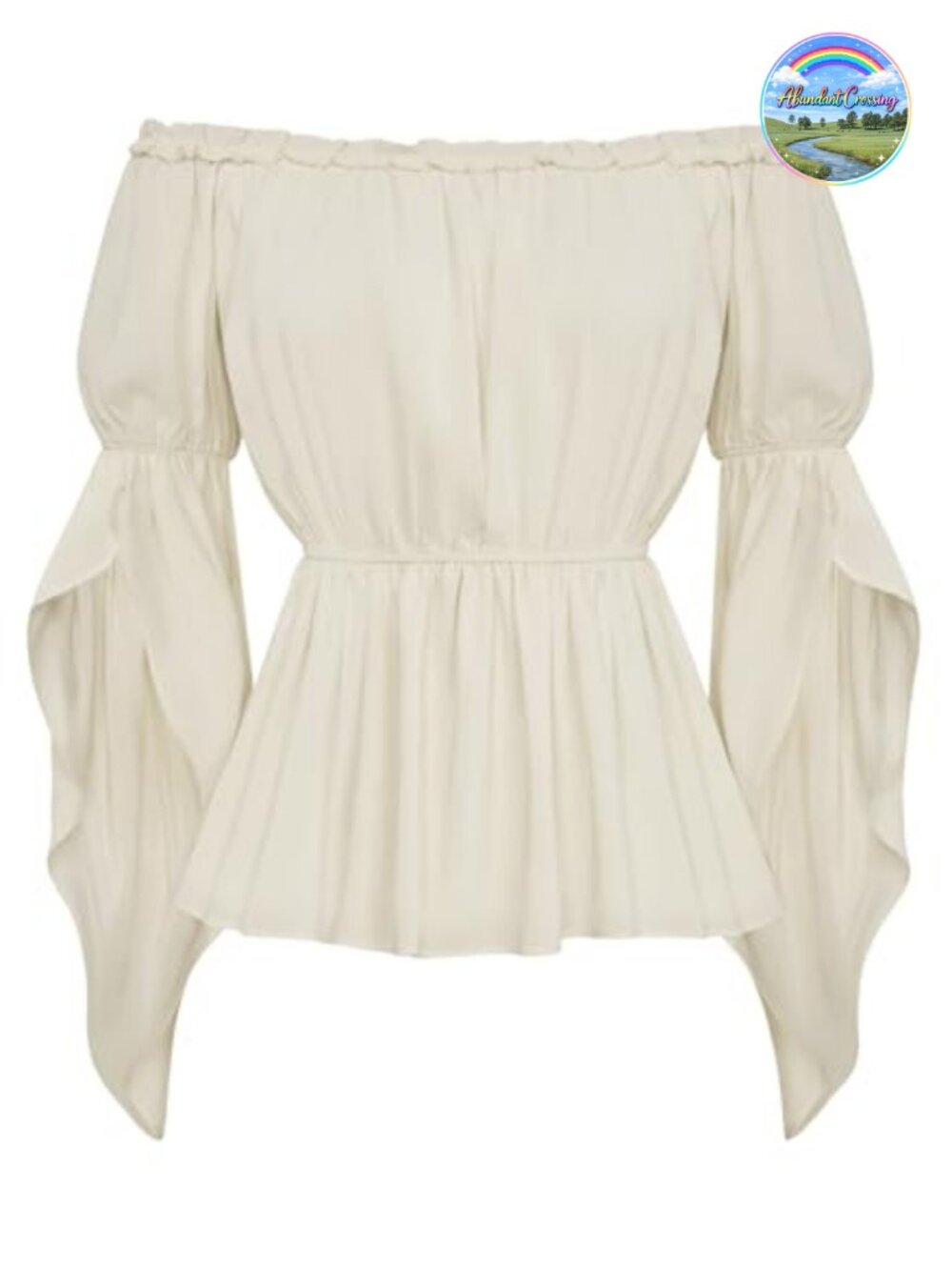 Renaissance Peasant Blouse Off Shoulder Trumpet Sleeve Peplum Top